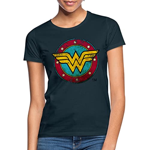 Spreadshirt DC Comics Wonder Woman Logo Used Look Frauen T-Shirt, L, Navy von Spreadshirt