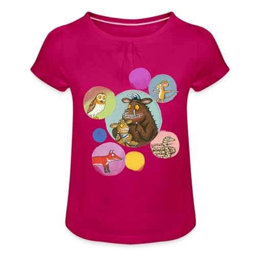 Spreadshirt Der Grüffelo Freunde Bubbles Kacheln Mädchen T-Shirt mit Raffungen, 2 Jahre, Fuchsia von Spreadshirt