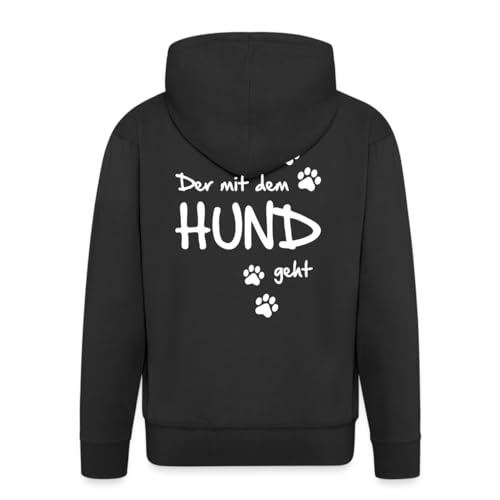 Spreadshirt Der Mit Dem Hund Geht Gassi Hunde Spruch Männer Premium Kapuzenjacke, XL, Schwarz von Spreadshirt