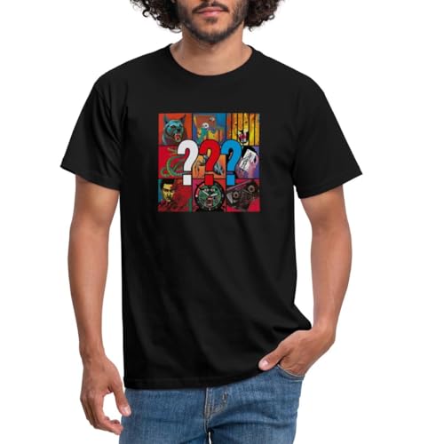 Spreadshirt Die DREI Fragezeichen Covermotive Männer T-Shirt, XL, Schwarz von Spreadshirt