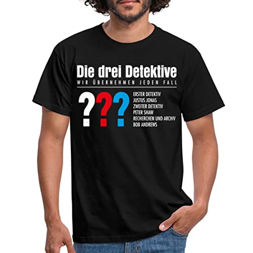 Spreadshirt Die DREI Fragezeichen Detektive Visitenkarte Männer T-Shirt, 3XL, Schwarz von Spreadshirt