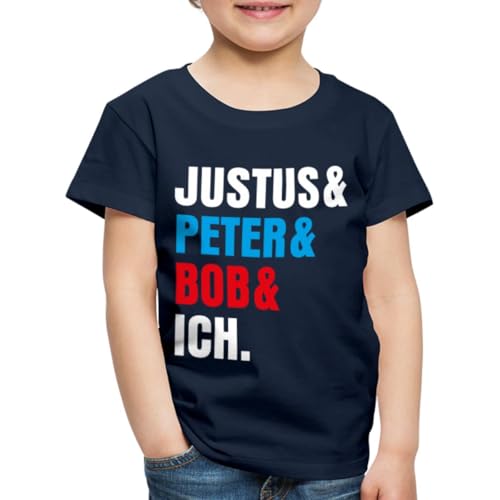 Spreadshirt Die DREI Fragezeichen Justus & Peter & Bob & Ich Kinder Premium T-Shirt, 122/128 (6 Jahre), Navy von Spreadshirt