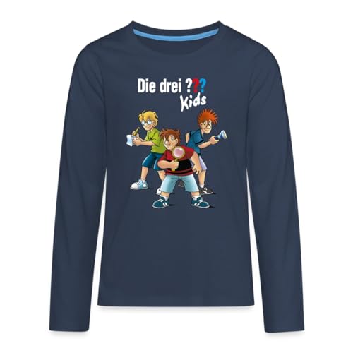 Spreadshirt Die DREI Fragezeichen Kids Detektive Spürnasen Team Teenager Langarmshirt, 146/152 (10 Jahre), Navy von Spreadshirt