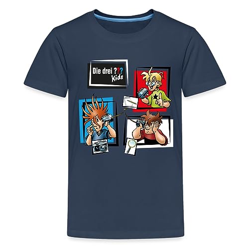 Spreadshirt Die DREI Fragezeichen Kids Detektive und Gadgets Teenager Premium T-Shirt, 146/152 (10 Jahre), Navy von Spreadshirt