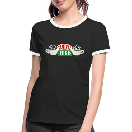 Spreadshirt Friends Central Perk Frauen Kontrast T-Shirt, M, Schwarz/Weiß von Spreadshirt