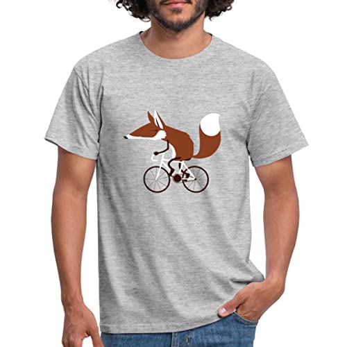 Spreadshirt Fuchs Auf Fahrrad Cycling Fox Rennrad Männer T-Shirt, 3XL, Grau meliert von Spreadshirt