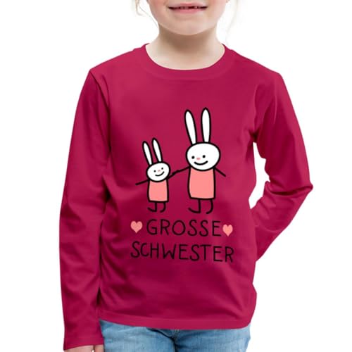 Spreadshirt Grosse Schwester Häschen Hasen Kinder Premium Langarmshirt, 110/116 (4 Jahre), Dunkles Pink von Spreadshirt