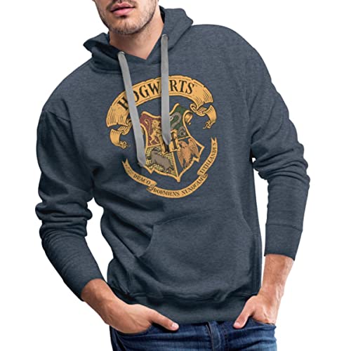 Spreadshirt Harry Potter Hogwarts Wappen Männer Premium Hoodie, L, Jeansblau von Spreadshirt