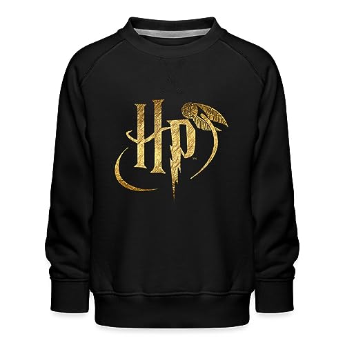 Spreadshirt Harry Potter Logo HP Kinder Premium Pullover, 122/128 (7-8 Jahre), Schwarz von Spreadshirt