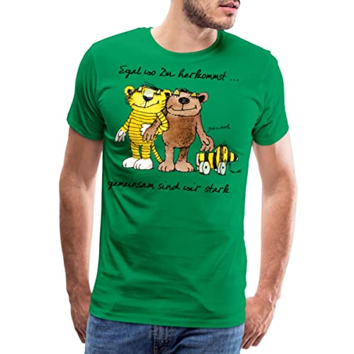 Spreadshirt Janosch Bär Tigerente Tiger Gemeinsam Stark Männer Premium T-Shirt, XXL, Kelly Green von Spreadshirt