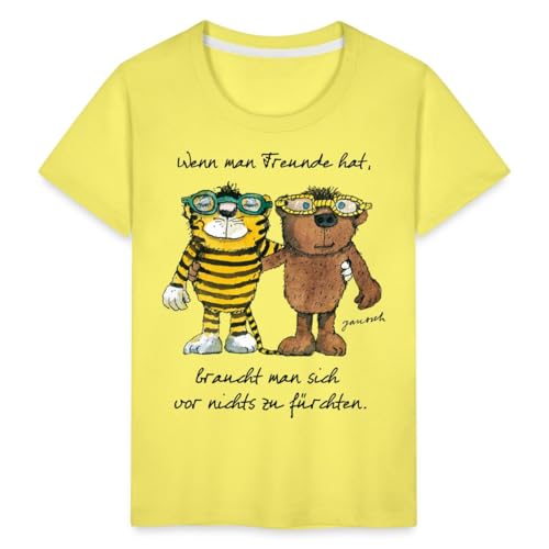 Spreadshirt Janosch Tiger Und Bär Wenn Man Freunde Hat Zitat Kinder Premium T-Shirt, 122/128 (6 Jahre), Gelb von Spreadshirt