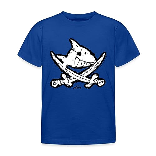 Spreadshirt Käpt'n Sharky Flagge Haifisch Kinder T-Shirt, 122/128 (7-8 Jahre), Royalblau von Spreadshirt