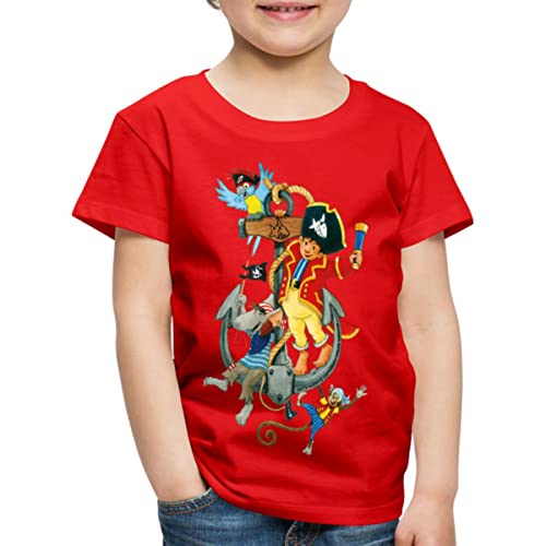Spreadshirt Käpt'n Sharky Schiffskapitän Kinder Premium T-Shirt, 122/128 (6 Jahre), Rot von Spreadshirt