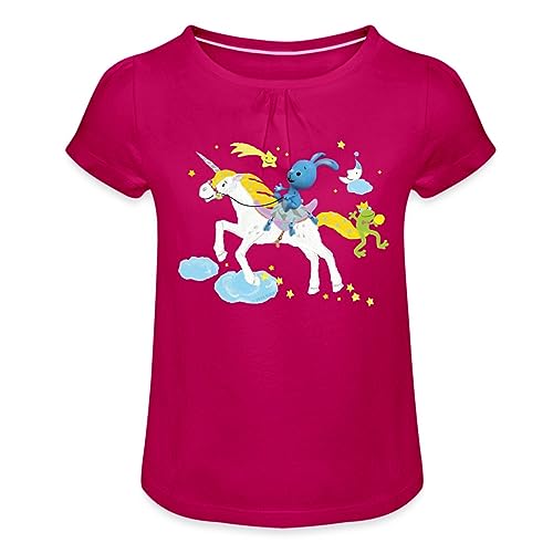 Spreadshirt KiKANiNCHEN Märchenparty Mädchen T-Shirt mit Raffungen, 6 Jahre, Fuchsia von Spreadshirt