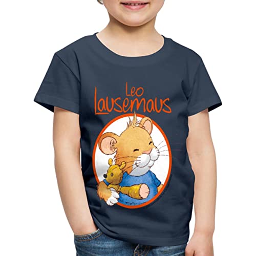 Spreadshirt Leo Lausemaus Logo Kinder Premium T-Shirt, 110/116 (4 Jahre), Navy von Spreadshirt