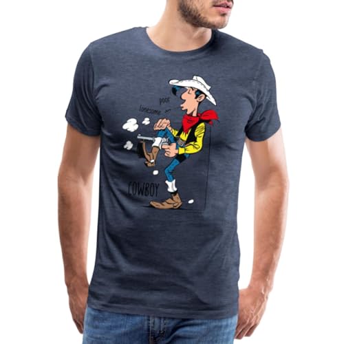 Spreadshirt Lucky Luke Poor Lonesome Cowboy Männer Premium T-Shirt, L, Blau meliert von Spreadshirt