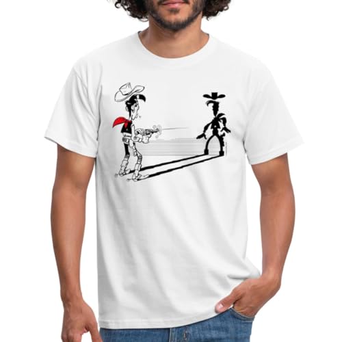 Spreadshirt Lucky Luke Schneller als Sein Schatten Männer T-Shirt, XL, weiß von Spreadshirt