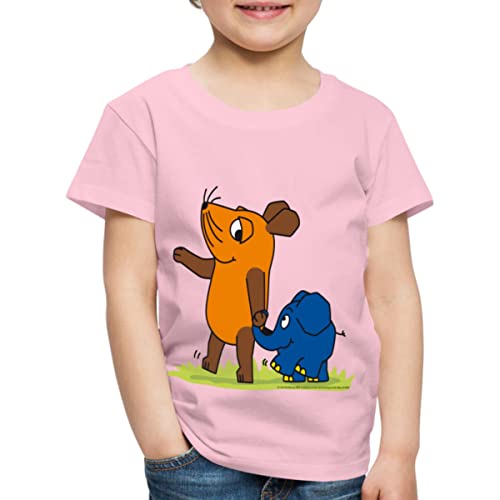 Spreadshirt Die Sendung Mit Der Maus Elefant Und Maus Hand An Rüssel Kinder Premium T-Shirt, 110/116 (4 Jahre), Hellrosa von Spreadshirt