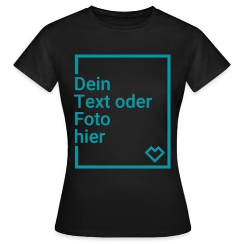 Spreadshirt Personalisierbares T-Shirt Selbst Gestalten mit Foto und Text Wunschmotiv Frauen T-Shirt, L, Schwarz von Spreadshirt