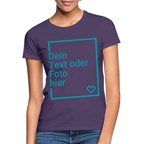 Spreadshirt Personalisierbares T-Shirt Selbst Gestalten mit Foto und Text Wunschmotiv Frauen T-Shirt, M, Dunkellila von Spreadshirt