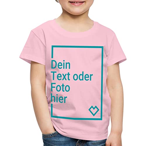 Spreadshirt Personalisierbares T-Shirt Selbst Gestalten mit Foto und Text Wunschmotiv Kinder Premium T-Shirt, 110/116 (4 Jahre), Hellrosa von Spreadshirt