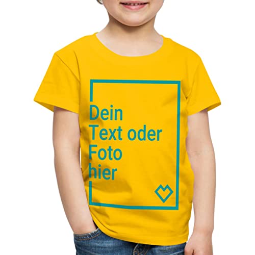 Spreadshirt Personalisierbares T-Shirt Selbst Gestalten mit Foto und Text Wunschmotiv Kinder Premium T-Shirt, 122/128 (6 Jahre), Sonnengelb von Spreadshirt