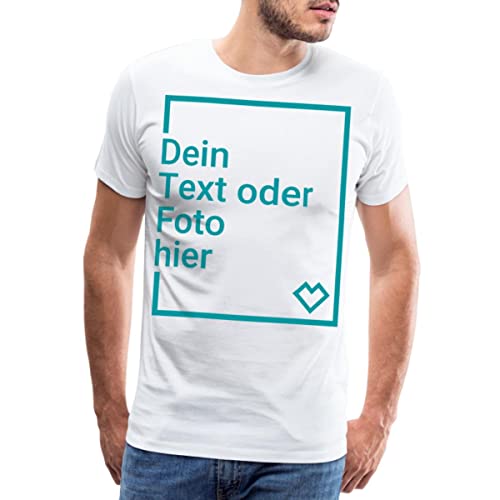 Spreadshirt Personalisierbares T-Shirt Selbst Gestalten mit Foto und Text Wunschmotiv Männer Premium T-Shirt, M, weiß von Spreadshirt