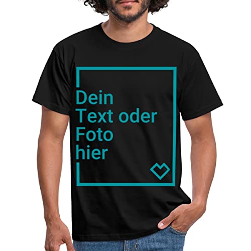 Spreadshirt Personalisierbares T-Shirt Selbst Gestalten mit Foto und Text Wunschmotiv Männer T-Shirt, 4XL, Schwarz von Spreadshirt