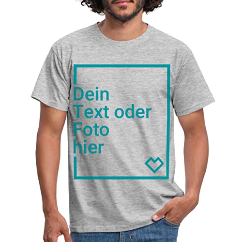 Spreadshirt Personalisierbares T-Shirt Selbst Gestalten mit Foto und Text Wunschmotiv Männer T-Shirt, XL, Grau meliert von Spreadshirt