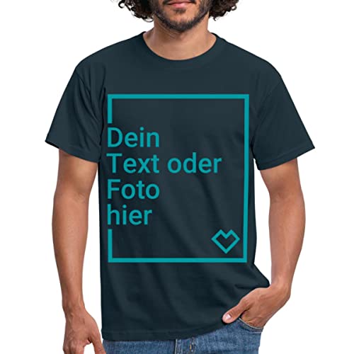 Spreadshirt Personalisierbares T-Shirt Selbst Gestalten mit Foto und Text Wunschmotiv Männer T-Shirt, XXL, Navy von Spreadshirt