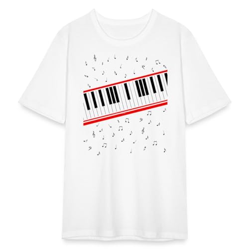 Spreadshirt Piano Klavier Noten Beat It Männer Slim Fit T-Shirt, S, weiß von Spreadshirt