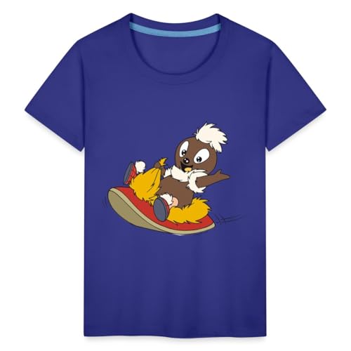 Spreadshirt Sandmännchen Pittiplatsch Fliegt Auf Pantoffel Kinder Premium T-Shirt, 110/116 (4 Jahre), Königsblau von Spreadshirt