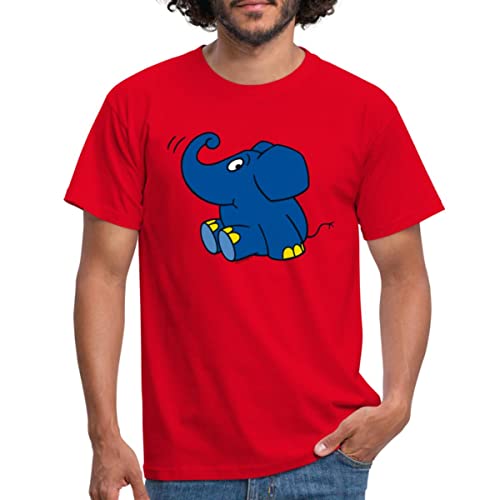 Spreadshirt Die Sendung Mit Der Maus Elefant Sitzend Männer T-Shirt, L, Rot von Spreadshirt