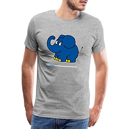 Spreadshirt Die Sendung Mit Der Maus Kleiner Elefant Lächelt Männer Premium T-Shirt, M, Grau meliert von Spreadshirt