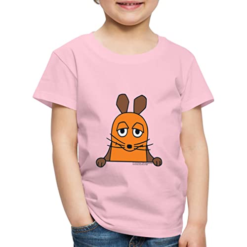 Spreadshirt Die Sendung mit der Maus Maus Lächeln Kinder Premium T-Shirt, 122/128 (6 Jahre), Hellrosa von Spreadshirt