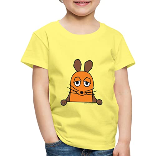 Spreadshirt Die Sendung mit der Maus Maus Lächeln Kinder Premium T-Shirt, 98/104 (2 Jahre), Gelb von Spreadshirt