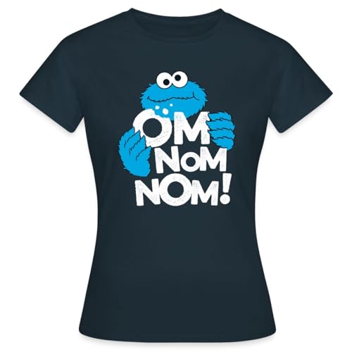 Spreadshirt Sesamstraße Krümelmonster Om Nom Nom Frauen T-Shirt, M, Navy von Spreadshirt