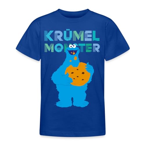 Spreadshirt Sesamstraße Krümelmonster Riesencookie Kinder T-Shirt, 122/128 (7-8 Jahre), Royalblau von Spreadshirt