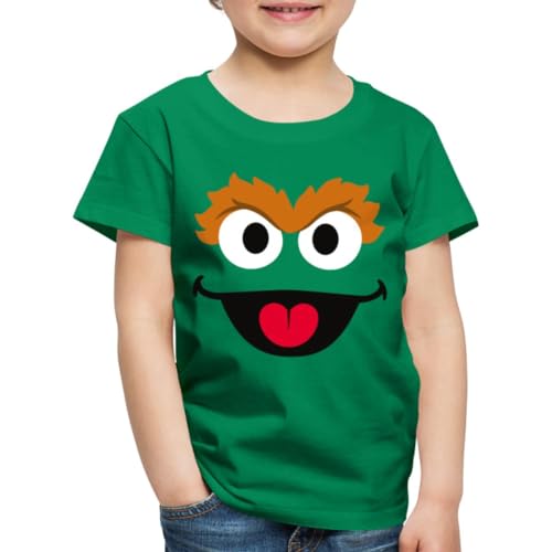 Spreadshirt Sesamstraße Oscar Kostüm Gesicht Kinder Premium T-Shirt, 122/128 (6 Jahre), Kelly Green von Spreadshirt