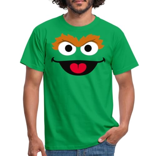 Spreadshirt Sesamstraße Oscar Kostüm Gesicht Männer T-Shirt, 3XL, Kelly Green von Spreadshirt