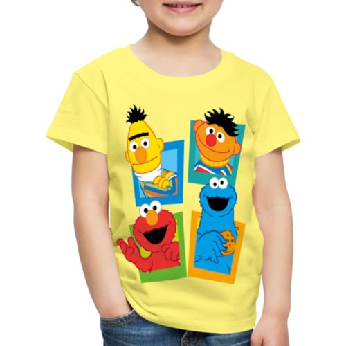 Spreadshirt Sesamstraße Kacheln Ernie und Bert Kinder Premium T-Shirt, 110/116 (4 Jahre), Gelb von Spreadshirt