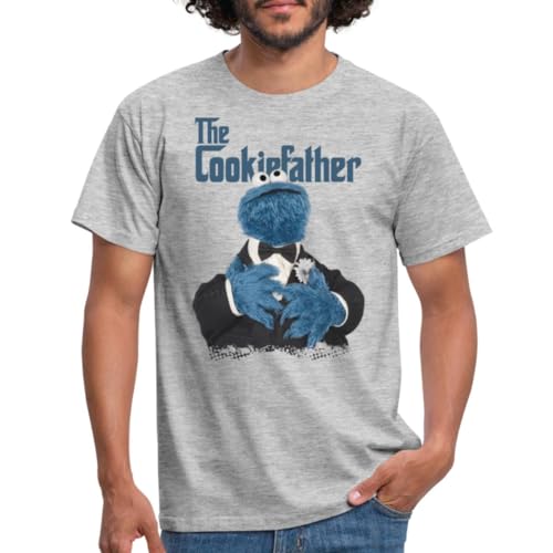 Spreadshirt Sesamstraße The Cookiefather Männer T-Shirt, M, Grau meliert von Spreadshirt