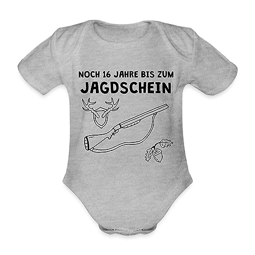 Spreadshirt 16 Jahre Bis Zum Jagdschein Ankündigung Schwangerschaft Baby Bio-Kurzarm-Body, 56 (0-1 M.), Grau meliert von Spreadshirt