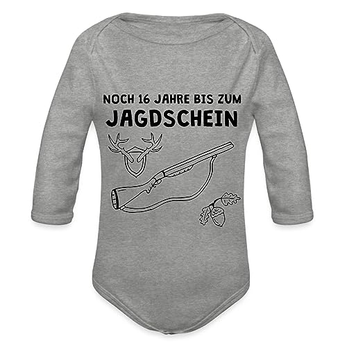 Spreadshirt 16 Jahre Bis Zum Jagdschein Ankündigung Schwangerschaft Baby Bio-Langarm-Body, 56 (0-1 M.), Grau meliert von Spreadshirt