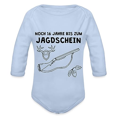 Spreadshirt 16 Jahre Bis Zum Jagdschein Ankündigung Schwangerschaft Baby Bio-Langarm-Body, 62 (2-3 M.), Sky von Spreadshirt