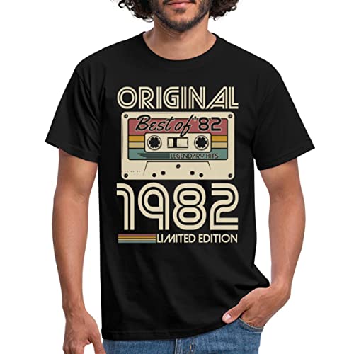 Spreadshirt 40. Geburtstag 1982 Vintage Limited Edition Runder Geburtstag Männer T-Shirt, 3XL, Schwarz von Spreadshirt