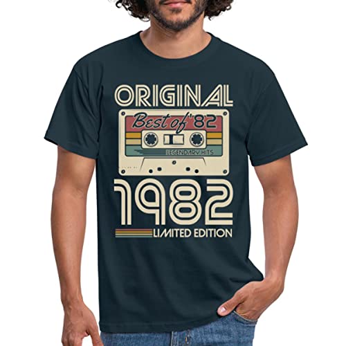Spreadshirt 40. Geburtstag 1982 Vintage Limited Edition Runder Geburtstag Männer T-Shirt, XXL, Navy von Spreadshirt