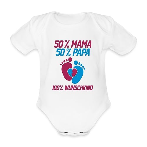 Spreadshirt 50 Prozent Mama und Papa Baby Bio-Kurzarm-Body, 68 (3-6 M.), weiß von Spreadshirt