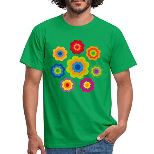 Spreadshirt 70er Jahre Hippie Flower Power Kostüm Blumen Outfit Männer T-Shirt, M, Kelly Green von Spreadshirt