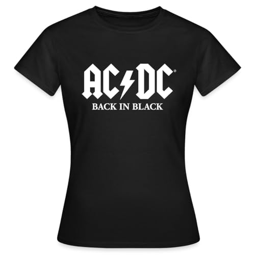 Spreadshirt AC/DC Back In Black Logo Mit Blitz Frauen T-Shirt, L, Schwarz von Spreadshirt